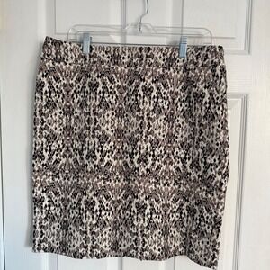Merona Womens Snakeskin Print Stretch Cotton Pencil Skirt Size 14 Tan Black